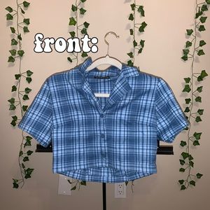 Brandy Melville Blue Plaid Vivian Top
